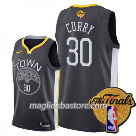 Maglia Golden State Warriors Stephen Curry 30 Black Town 2018 NBA Finals Patch Nike Swingman - Uomo